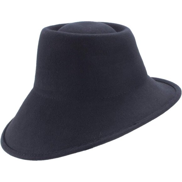 Womens 100% Wool Felt Tilt Asymmetrical Brim Wedding Church Fedora Hat T289